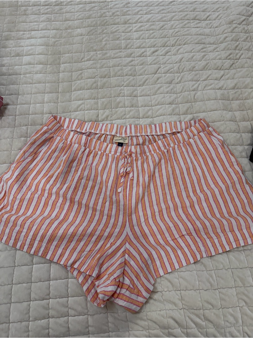 Universal Thread Orange and White Striped Linen Shorts